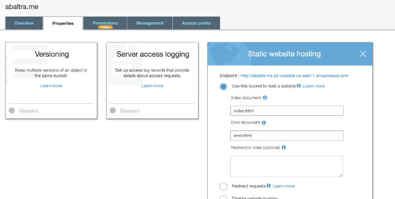 It's abaltra.me because I used this process for my personal website, but the process is the same for other domains.